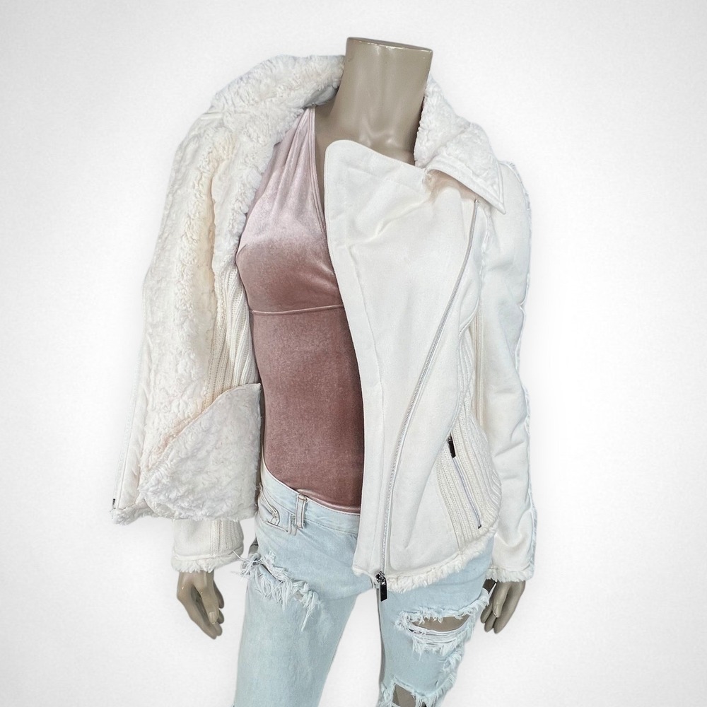 SUGARFLY White Faux Suede and Faux Fur Lined‎ Jacket S - Picture 5 of 13